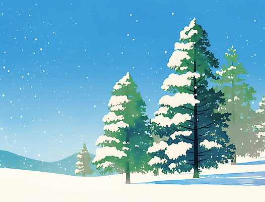 JPG 나무 일러스트 하늘 산 사람없음 눈 숲 감성 쌓인눈 눈내림 겨울풍경 국내일러스트 AI일러스트 AI콘텐츠 자연요소 식물 컨셉 겨울 날씨 눈_날씨 풍경 파일형식