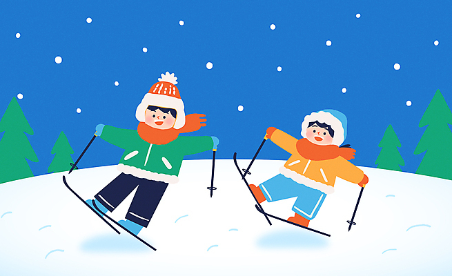 전신 나무 남자 어린이 겨울 일러스트 스키 털모자 미소 소년 두명 파란색 점프 목도리 잡기 스키복 형제 폴 동생 형 눈내림 소년만 스키타기 국내일러스트 AI파일 식물 모자_잡화 잡화 옷 계절 컬러 가족 모션 겨울스포츠 눈_날씨 표정 사람 스키용품 남자만 어린이만 파일형식 벡터