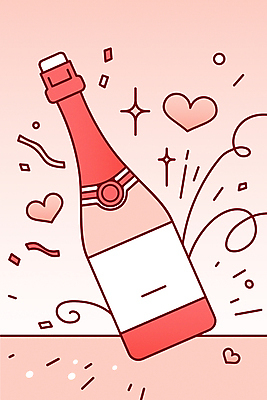 기념일 분홍색 일러스트 기념 폭죽 사람없음 반짝임 파티 기쁨 하트 축하 샴페인 꽃가루 샴페인병 국내일러스트 AI파일 모양 감정 컬러 컨셉 모션 술병 주류 이벤트 가루 파일형식 벡터