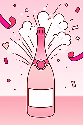기념일 분홍색 일러스트 기념 폭죽 사람없음 파티 거품 기쁨 하트 축하 샴페인 꽃가루 샴페인병 국내일러스트 AI파일 모양 감정 컬러 컨셉 술병 주류 이벤트 가루 파일형식 벡터