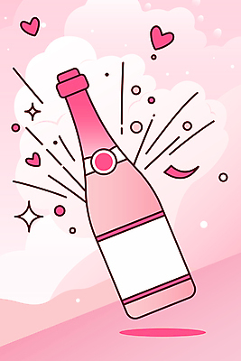 기념일 분홍색 일러스트 기념 그림자 사람없음 반짝임 파티 거품 기쁨 하트 축하 샴페인 폭발 꽃가루 샴페인병 국내일러스트 AI파일 모양 감정 컬러 컨셉 모션 술병 주류 이벤트 가루 파일형식 벡터