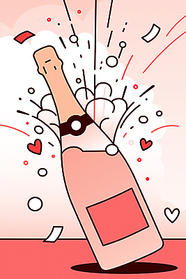 기념일 분홍색 일러스트 기념 그림자 사람없음 파티 거품 기쁨 하트 축하 샴페인 폭발 꽃가루 샴페인병 국내일러스트 AI파일 모양 감정 컬러 컨셉 술병 주류 이벤트 가루 파일형식 벡터