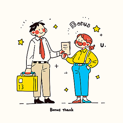 여자 남자 행복 별 서류가방 일러스트 봉투 직장 서기 미소 웃음 들기 정장 성인 두명 반짝임 마주보기 축하 잡기 감사 주머니손 보너스 포상금 성인만 국내일러스트 AI파일 자연요소 옷 감정 컨셉 돈 가방 회사 모션 표정 사람 파일형식 벡터