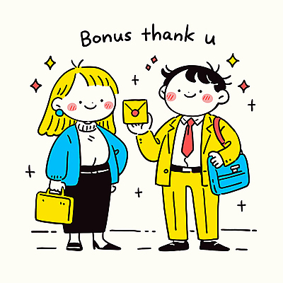 여자 남자 행복 허리손 가방 일러스트 봉투 직장 서기 미소 들기 정장 성인 두명 반짝임 사무실 마주보기 귀걸이 축하 감사 매기 보너스 포상금 성인만 국내일러스트 AI파일 잡화 옷 감정 포즈 컨셉 돈 회사 비즈니스 장신구 모션 표정 사람 파일형식 벡터