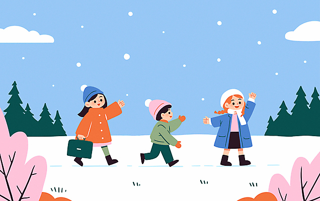 전신 나무 여자 남자 어린이 장갑 겨울 가방 일러스트 털모자 미소 소녀 소년 세명 파란색 친구 소풍 손들기 걷기 목도리 인사 숲속 동생 손뻗기 누나 쌓인눈 눈내림 어린이만 눈덮임 국내일러스트 AI파일 식물 모자_잡화 잡화 계절 컬러 컨셉 가족 관계 모션 눈_날씨 표정 사람 야외활동 예절 숲 파일형식 벡터