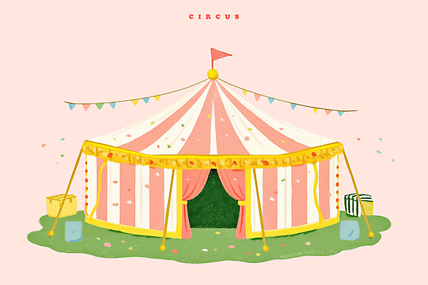 PSD 일러스트 텐트 이벤트 사람없음 장식 상자 축제 짐 깃발 서커스 즐거움 오브젝트 꽃가루 가랜드 연분홍색 국내일러스트 감정 분홍색 캠핑도구 가루 파티용품 파일형식