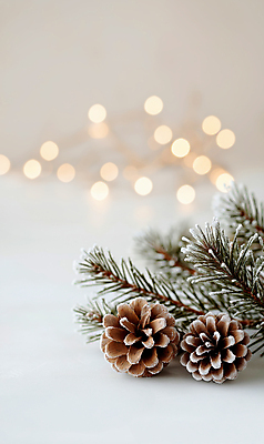 JPG 편집이미지 배너 겨울 사람없음 눈 서리 보케 솔방울 솔잎 알전구 편집실사 AI포토 AI콘텐츠 자연요소 계절 잎 전구 날씨 CG 파일형식