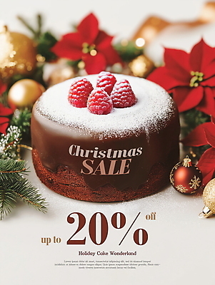 PSD 편집이미지 크리스마스장식 크리스마스 겨울 이벤트 사람없음 세일 디지털합성 산딸기 솔잎 초코케이크 포인세티아 슈가파우더 홀리데이 오너먼트 편집소스 이미지편집 계절 기념일 꽃 잎 과일 휴가 케이크 파일형식