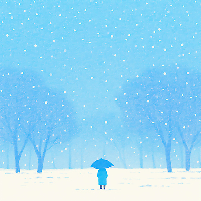 JPG 전신 나무 설경 일러스트 우산 자연 하늘 한명 서기 들기 사람 성인 뒷모습 파란색 고요 눈 숲속 쌓인눈 눈내림 성인한명만 눈덮임 국내일러스트 AI일러스트 AI콘텐츠 자연요소 식물 1 뷰포인트 컬러 컨셉 겨울 모션 날씨 눈_날씨 풍경 숲 생태계 성인만 파일형식