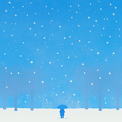 JPG 전신 나무 공원 어린이 설경 일러스트 자연 하늘 한명 서기 들기 사람 뒷모습 파란색 고요 눈 쌓인눈 눈내림 눈덮임 국내일러스트 AI일러스트 AI콘텐츠 자연요소 식물 1 공공시설 뷰포인트 컬러 컨셉 겨울 모션 날씨 눈_날씨 풍경 생태계 파일형식