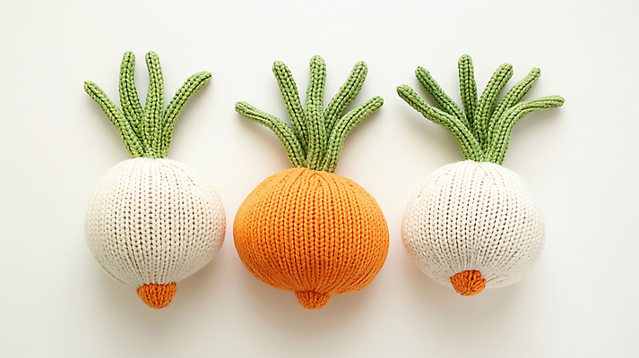 JPG 편집이미지 채소 마늘 사람없음 귀여움 뜨개질 디지털합성 니트 수공예 편집소스 편집실사 AI포토 AI콘텐츠 컨셉 상의 취미 공예 CG 파일형식