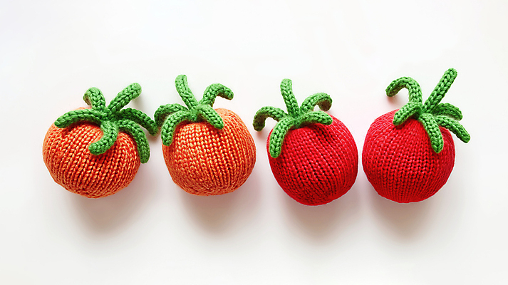 JPG 편집이미지 채소 방울토마토 사람없음 귀여움 뜨개질 디지털합성 니트 수공예 편집소스 편집실사 AI포토 AI콘텐츠 컨셉 상의 토마토 취미 공예 CG 파일형식