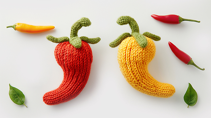 JPG 편집이미지 잎 채소 고추 나뭇잎 사람없음 귀여움 뜨개질 디지털합성 니트 수공예 편집소스 편집실사 AI포토 AI콘텐츠 식물 컨셉 상의 취미 공예 CG 파일형식