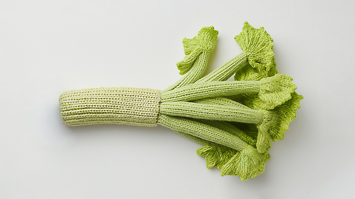 JPG 편집이미지 채소 사람없음 귀여움 뜨개질 디지털합성 니트 샐러리 수공예 편집소스 편집실사 AI포토 AI콘텐츠 컨셉 상의 취미 공예 CG 파일형식