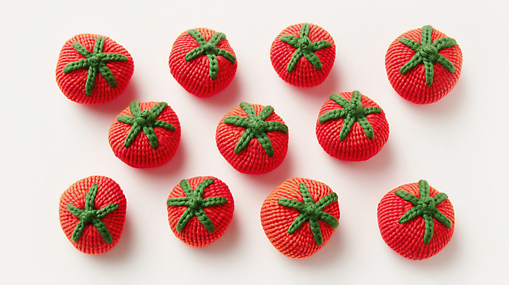 JPG 편집이미지 채소 방울토마토 사람없음 귀여움 뜨개질 디지털합성 니트 수공예 편집소스 편집실사 AI포토 AI콘텐츠 컨셉 상의 토마토 취미 공예 CG 파일형식