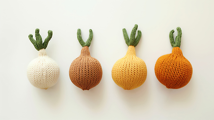 JPG 편집이미지 채소 양파 사람없음 귀여움 뜨개질 디지털합성 니트 수공예 편집소스 편집실사 AI포토 AI콘텐츠 컨셉 상의 취미 공예 CG 파일형식