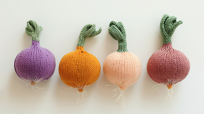 JPG 편집이미지 채소 양파 사람없음 귀여움 뜨개질 디지털합성 니트 수공예 편집소스 편집실사 AI포토 AI콘텐츠 컨셉 상의 취미 공예 CG 파일형식