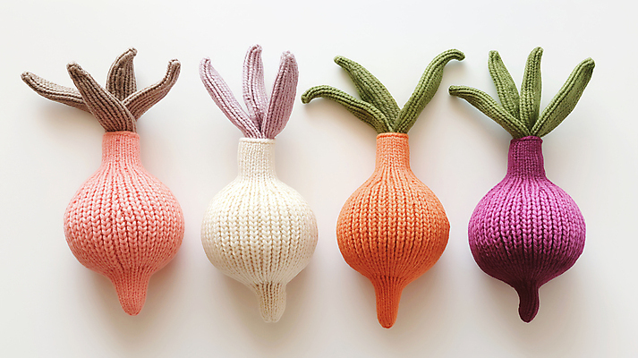 JPG 편집이미지 채소 양파 사람없음 귀여움 뜨개질 디지털합성 니트 수공예 비트 편집소스 편집실사 AI포토 AI콘텐츠 컨셉 상의 취미 공예 CG 파일형식