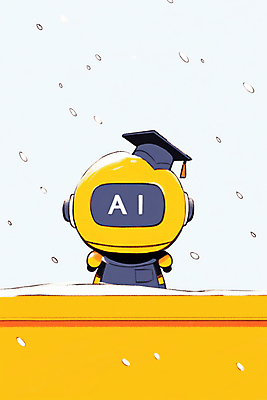 JPG 일러스트 학사모 기술 사람없음 노란색 눈 로봇 쌓인눈 장학생 눈내림 AI_인공지능 국내일러스트 AI일러스트 AI콘텐츠 자연요소 모자_잡화 학생 컬러 졸업 날씨 눈_날씨 파일형식