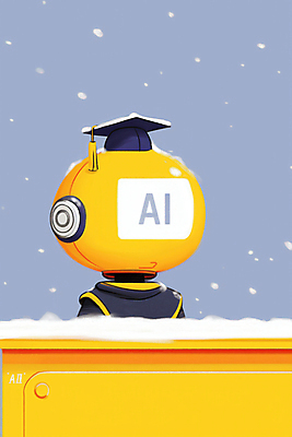 JPG 일러스트 학사모 졸업 기술 사람없음 노란색 눈 로봇 쌓인눈 장학생 눈내림 AI_인공지능 국내일러스트 AI일러스트 AI콘텐츠 자연요소 모자_잡화 학생 교육 컬러 날씨 눈_날씨 파일형식
