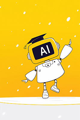 JPG 일러스트 학사모 기술 사람없음 노란색 손들기 눈 춤 로봇 다리들기 쌓인눈 장학생 눈내림 AI_인공지능 국내일러스트 AI일러스트 AI콘텐츠 자연요소 모자_잡화 학생 컬러 졸업 모션 날씨 문화예술 눈_날씨 파일형식