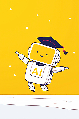 JPG 일러스트 학사모 기술 사람없음 노란색 점프 눈 로봇 쌓인눈 장학생 눈내림 AI_인공지능 국내일러스트 AI일러스트 AI콘텐츠 자연요소 모자_잡화 학생 컬러 졸업 모션 날씨 눈_날씨 파일형식