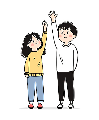 전신 여자 남자 어린이 인물캐릭터 일러스트 가족 남매 서기 미소 소녀 소년 두명 손들기 귀여움 올려보기 성장 키_신체 뒷짐 동생 오빠 어린이만 일러캐릭터 AI파일 캐릭터 컨셉 신체 관계 모션 표정 사람 파일형식 벡터