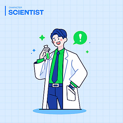 남자 인물캐릭터 과학 말풍선 일러스트 유리병 실험 그림자 한명 미소 상반신 성인 연두색 파란색 반짝임 실험복 느낌표 과학자 주머니손 실린더 성인남자한명만 일러캐릭터 AI파일 직업 캐릭터 1 기호 컬러 모션 병_용기 표정 사람 초록색 가운 학자 남자한명만 성인남자만 파일형식 벡터