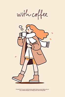 전신 여자 여유 커피 인물캐릭터 겨울 일러스트 바람 따뜻함 그림자 한명 미소 들기 성인 일상 걷기 눈감음 목도리 머그컵 코트 수증기 베이지색 성인여자한명만 일러캐릭터 AI파일 자연요소 캐릭터 1 잡화 계절 감정 음료 컬러 모션 날씨 표정 사람 라이프 컵 외투 여자한명만 성인여자만 파일형식 벡터