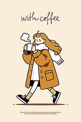 전신 여자 여유 커피 인물캐릭터 겨울 일러스트 바람 따뜻함 그림자 한명 미소 들기 성인 일상 걷기 목도리 코트 수증기 베이지색 성인여자한명만 일러캐릭터 AI파일 자연요소 캐릭터 1 잡화 계절 감정 음료 컬러 모션 날씨 표정 사람 라이프 외투 여자한명만 성인여자만 파일형식 벡터