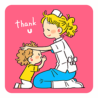 여자 남자 어린이 인물캐릭터 분홍색 일러스트 직업캐릭터 미소 소년 성인 두명 손들기 환자 간호사 무릎꿇기 간호 감사 간호복 쓰다듬기 일러캐릭터 AI파일 직업 캐릭터 감정 컬러 유니폼 의학 모션 표정 사람 의료진 파일형식 벡터