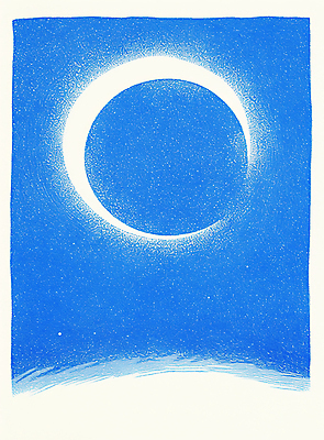 JPG 구름 일러스트 밤하늘 색연필 사람없음 파란색 고요 초승달 국내일러스트 AI일러스트 AI콘텐츠 자연요소 컬러 하늘 학용품 달 야간 파일형식