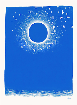 JPG 별 일러스트 밤하늘 색연필 사람없음 파란색 고요 초승달 국내일러스트 AI일러스트 AI콘텐츠 자연요소 컬러 하늘 학용품 달 야간 파일형식