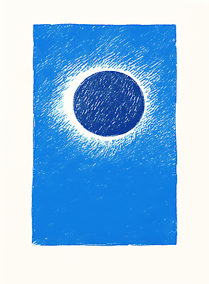 JPG 일러스트 밤하늘 하늘 색연필 사람없음 파란색 고요 둥근달 일식현상 국내일러스트 AI일러스트 AI콘텐츠 컬러 자연현상 학용품 야간 파일형식