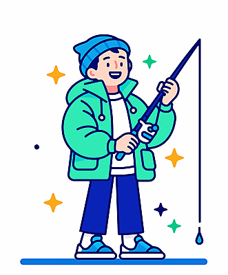 전신 모자 남자 어린이 인물캐릭터 겨울 일러스트 낚시 한명 서기 들기 소년 파란색 반짝임 낚싯대 물고기잡이 소년한명만 일러캐릭터 AI파일 캐릭터 1 잡화 계절 컬러 모션 레저 어업 사람 낚시용품 남자한명만 소년만 파일형식 벡터