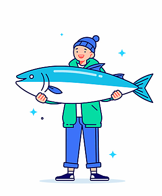 전신 남자 인물캐릭터 겨울 일러스트 청소년 털모자 어류 어업 한명 서기 들기 파란색 반짝임 등푸른생선 십대남자한명만 일러캐릭터 AI파일 캐릭터 모자_잡화 1 계절 산업 컬러 모션 사람 수중동물 남자한명만 십대남자만 파일형식 벡터