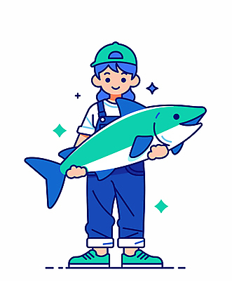 전신 모자 여자 인물캐릭터 겨울 일러스트 청소년 작업복 어류 어업 한명 서기 들기 파란색 반짝임 등푸른생선 십대여자한명만 일러캐릭터 AI파일 캐릭터 1 잡화 옷 계절 산업 컬러 모션 사람 수중동물 여자한명만 십대여자만 파일형식 벡터