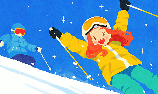 JPG 전신 여자 남자 어린이 장갑 겨울 일러스트 스키 고글 미소 소녀 소년 두명 파란색 반짝임 만세 눈 잡기 폴 눈내림 어린이만 설산 국내일러스트 AI일러스트 AI콘텐츠 자연요소 잡화 계절 컬러 모션 날씨 겨울스포츠 산 눈_날씨 표정 사람 스키용품 파일형식