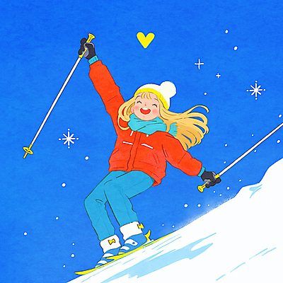 JPG 전신 여자 겨울 일러스트 청소년 스키 털모자 한명 미소 들기 파란색 반짝임 손들기 목도리 하트 눈 잡기 폴 십대여자한명만 설산 국내일러스트 AI일러스트 AI콘텐츠 자연요소 모양 모자_잡화 1 잡화 계절 컬러 모션 날씨 겨울스포츠 산 표정 사람 스키용품 여자한명만 십대여자만 파일형식