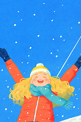 JPG 여자 장갑 겨울 일러스트 청소년 스키 털모자 한명 미소 파란색 목도리 만세 눈 눈내림 십대여자한명만 설산 국내일러스트 AI일러스트 AI콘텐츠 자연요소 모자_잡화 1 잡화 계절 컬러 모션 날씨 겨울스포츠 산 눈_날씨 표정 사람 여자한명만 십대여자만 파일형식