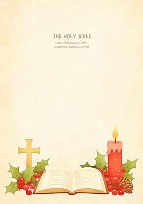 PSD 기독교 십자가 크리스마스 겨울 일러스트 초 사람없음 빛 성경 천주교 솔방울 베이지색 호랑가시나무열매 카피스페이스 국내일러스트 계절 기념일 열매 종교 컬러 종교용품 공백 파일형식