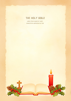 PSD 기독교 십자가 크리스마스 겨울 일러스트 초 프레임 사람없음 빛 성경 천주교 솔방울 베이지색 호랑가시나무열매 카피스페이스 국내일러스트 계절 기념일 열매 종교 컬러 종교용품 공백 파일형식