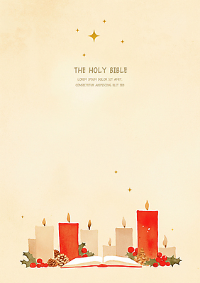 PSD 기독교 크리스마스 겨울 일러스트 초 사람없음 빛 반짝임 성경 천주교 솔방울 베이지색 카피스페이스 국내일러스트 계절 기념일 종교 컬러 종교용품 모션 공백 파일형식