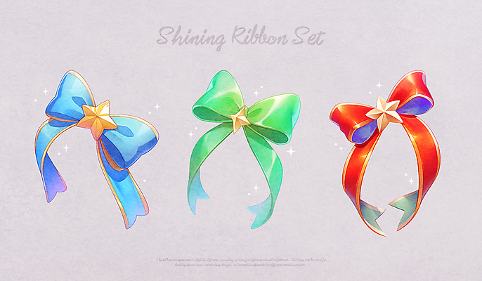 PSD 별 리본 일러스트 수채화 사람없음 빨간색 초록색 파란색 반짝임 세트 오브젝트 엘리먼트 국내일러스트 자연요소 컬러 모션 파일형식