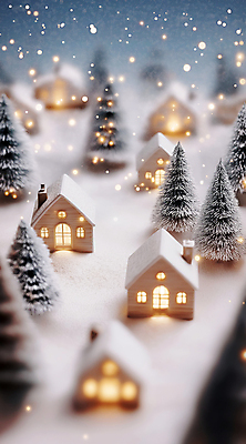 JPG 편집이미지 설경 야경 주택 사람없음 고요 미니어처 눈 소나무 숲 보케 쌓인눈 눈내림 눈덮임 편집실사 AI포토 AI콘텐츠 자연요소 나무 컨셉 겨울 날씨 눈_날씨 풍경 건물 모형 야간 CG 파일형식 풍경_경치
