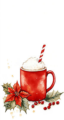 JPG 열매 잎 크리스마스 일러스트 따뜻함 빨대 사람없음 빨간색 머그컵 눈 소나무 빈티지 코코아 포인세티아 휘핑크림 카피스페이스 겨울배경 국내일러스트 AI일러스트 AI콘텐츠 자연요소 나무 식물 기념일 꽃 음료 컬러 백그라운드 컨셉 겨울 날씨 컵 공백 크림 휘핑 파일형식