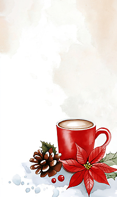 JPG 열매 잎 크리스마스 일러스트 따뜻함 사람없음 빨간색 머그컵 눈 소나무 빈티지 솔방울 코코아 포인세티아 카피스페이스 겨울배경 국내일러스트 AI일러스트 AI콘텐츠 자연요소 나무 식물 기념일 꽃 음료 컬러 백그라운드 컨셉 겨울 날씨 컵 공백 파일형식