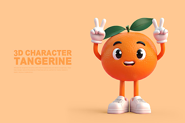 PSD 편집이미지 행복 신발 귤 3D캐릭터 웃음 사람없음 3D 손들기 귀여움 주황색 브이 과일캐릭터 편집3D 캐릭터 감정 컬러 컨셉 과일 모션 표정 손짓 디지털합성 파일형식