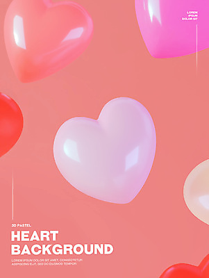 PSD 편집이미지 분홍색 백그라운드 사랑 사람없음 빛 3D 하트 광택 이미지편집 편집3D 모양 감정 컬러 디지털합성 파일형식