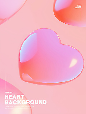 PSD 편집이미지 분홍색 백그라운드 사랑 사람없음 빛 3D 하트 광택 이미지편집 편집3D 모양 감정 컬러 디지털합성 파일형식